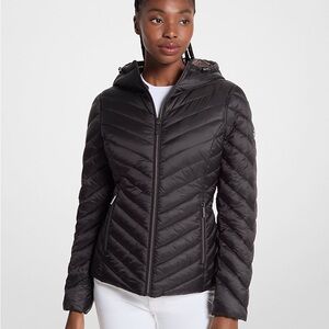 Michael Kors reversible puffer jacket burgundy and other side logo powder pink